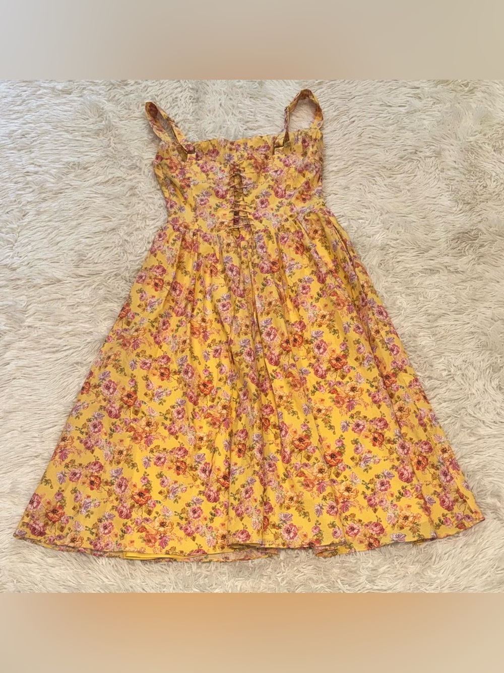 NEW House Of CB Tatiana Butter Yellow Floral Print Midi Sundress Sz XL L+ - Picture 9 of 12